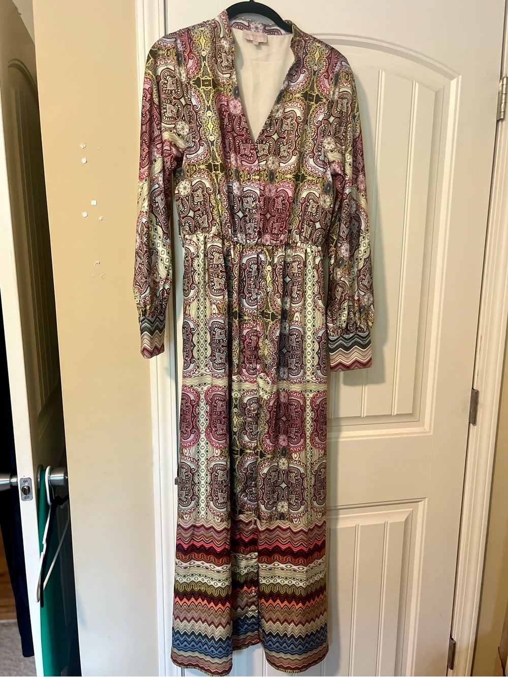 CIEBON Nora Maxi Dress Paisley XS Shirtdress Button-Up Missoni inspired print
